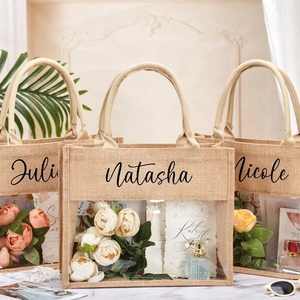 Personalized Burlap Bridesmaid Beach Bag Custom Burlap Storage Tote Bag Bridesmaid Proposal Gift Handbag