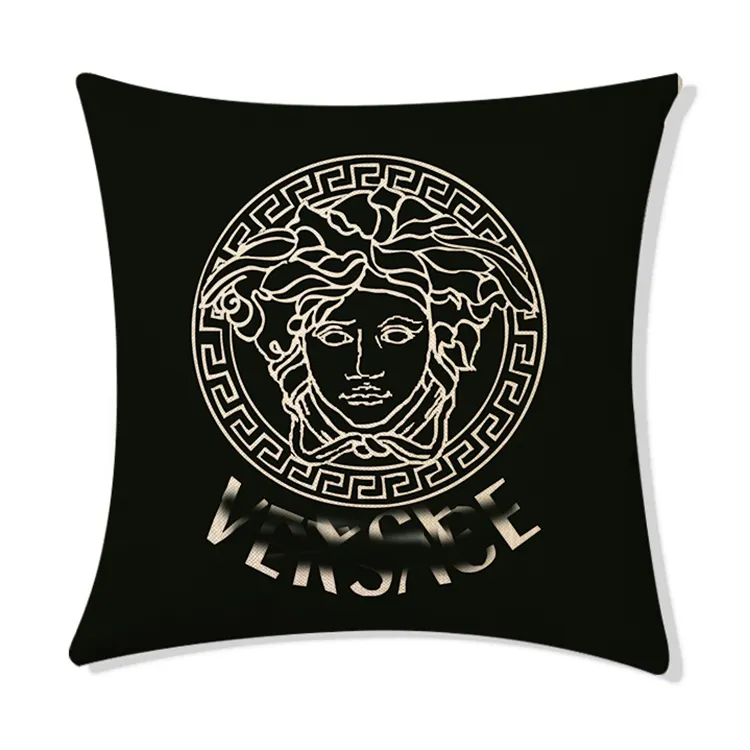 Famous Brand Designer Logo Luxury Linen Throw Pillow Case Cover