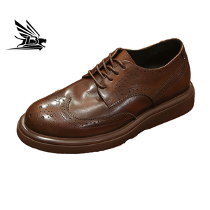 Printemps cuir véritable haut de gamme pur cuir de vachette chaussure couche supérieure cuir de vachette décontracté respirant semelle souple bloc derby chaussures pour hommes - Product Image 1