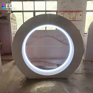 LEDA Custom <b>Backdrop</b> <b>Stand</b> Acrylic Huge High Quality Circular Arch with Luminous White Light Strip for Wedding Events Decoration - Product Image 3