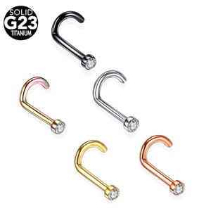 Venta al por mayor G23 <span class=keywords><strong>titanio</strong></span> 20G nariz pendiente Piercings CZ cristal nariz Stud Piercings gema nariz anillos Nariz tornillo Piercing joyería - Product Image 6