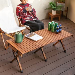 <span class=keywords><strong>Table</strong></span> de camping pliable en bois massif pour l'extérieur, <span class=keywords><strong>table</strong></span> de pique-nique, <span class=keywords><strong>table</strong></span> de café, <span class=keywords><strong>table</strong></span> sur pieds avec chaises, mobilier d'extérieur portable - Product Image 4