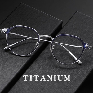 Monture de lunettes polygonale hexagonale AC pleine monture, style japonais, bicolore, électroplaquée, personnalisée, vintage, de marque Taylor avec co-marquage, pour myopie - Product Image 2