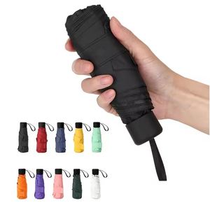 Parapluie pliant manuel 5 sections anti-UV et anti-pluie pour femme, mini parapluie de poche personnalisable avec logo, vente en gros - Product Image 1