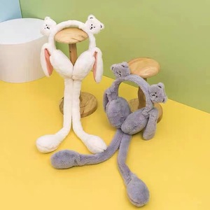 Зимние уличные теплые детские наушники с животными, милые наушники, повязка на голову, Звукоизолированные, безопасные наушники - Product Image 1