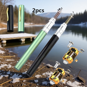 Caña de Pescar Compacta Tipo Bolígrafo de 2 Metros, de Fibra de Carbono, para Pesca en Hielo, con Carrete, para Pesca en Agua Dulce, Ideal para Viajes - Product Image 2