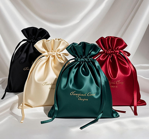 Luxury Gift Jewelry Packaging Bag Imitation Silk <b>Satin</b> Drawstring Pouch Gift Bag Small Portable Dust Cover Custom Logo - Product Image 1