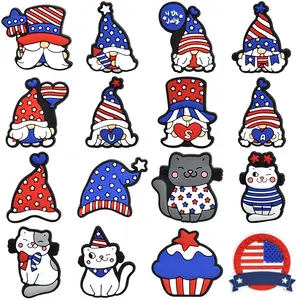 Baru populer bendera Amerika Pvc Clog Charms 4th dari Juli Hari Kemerdekaan sepatu jimat bakiak jimat hadiah anak-anak