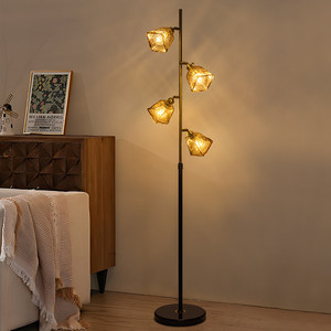 Lámpara de Pie Moderna Retro de Hierro y Vidrio Ámbar con LED E27 para Sala de Estar y Dormitorio, Venta Directa de Fábrica al por Mayor - Product Image 3
