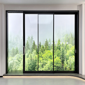 Porte coulissante <span class=keywords><strong>en</strong></span> <span class=keywords><strong>aluminium</strong></span> de haute qualité sur mesure, <span class=keywords><strong>prix</strong></span> de gros, cadre étroit moderne, porte coulissante noire - Product Image 1