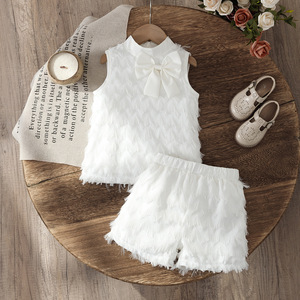 Completo Estivo 2026 per Bambine, Stile Lusso Francese, <span class=keywords><strong>Elegante</strong></span> Design a Rete Ondulata, Set Due Pezzi alla Moda, <span class=keywords><strong>Abbigliamento</strong></span> per Bambine 4-8 Anni - Product Image 2