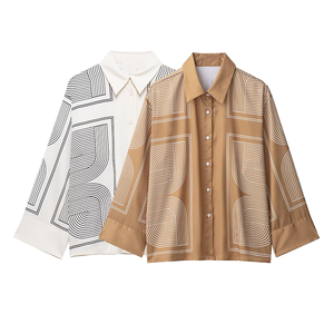 TAOP&ZA Nueva Camisa de Mujer Vintage de Primavera, Sólida, de Sarga Transpirable y Lavable, de Manga Larga con Solapa 1280846 1261232 - Product Image 1