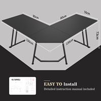 Bureau d'angle en forme de L, best-seller, moderne et élégant, surface en fibre de carbone, bureau de jeu facile à assembler, grande table de jeu noire