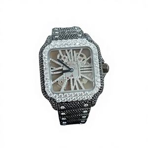 Montre personnalisée de luxe Hip Hop pour hommes et femmes, en acier inoxydable noir, sertie de moissanite VVS1, testée au diamant - Product Image 1