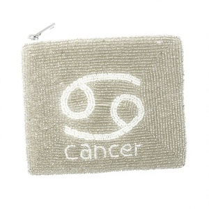 Monedero de cuentas con signo zodiacal Cáncer, monedero plateado, regalo de cumpleaños de astrología, mini cartera con cremallera, accesorio de boutique al por mayor - Product Image 1