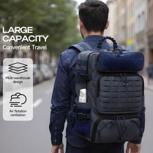 Factory Men's Tactical <b>Backpack</b> for Men Zipper Closure Shoe Compartment MOLLE System Travel Hiking Hunting Gear <b>Blue</b> - Product Image 4