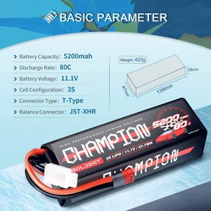 ที่มีคุณภาพสูง3วินาทีLipo 5200มิลลิแอมป์ชั่วโมง80C 11.1โวลต์RC Lipo<span class=keywords><strong>แบ</strong></span><span class=keywords><strong>ต</strong></span>เตอรี่กรณียากแพ็คที่มีการเชื่อมต่อสำหรับรถRC - Product Image 2