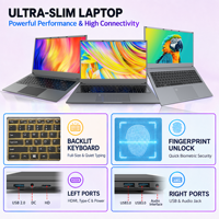 Ordinateur portable OEM personnalisé 15,6 pouces FHD IPS, processeur Core i5-6200U, 8/16 Go de mémoire DDR3, SSD NGFF en option, déverrouillage par empreinte digitale, clavier rétroéclairé
