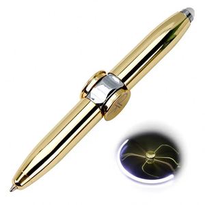 Metal Fidget <b>Pen</b> Spinner <b>Pen</b> with LED Light Multi Functional Anti Stress Anxiety Gift <b>Ballpoint</b> <b>Pen</b> for Business Students Kids - Product Image 1