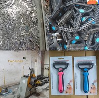 Peigne démêlant 2-en-1 pour chiens et chats |   Brosse démêlante et anti-nœuds pour poils longs/courts, brosse de toilettage et de nettoyage (plastique)