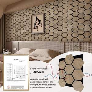 六角形木製ベニヤMDF木繊維音響パネルスラット壁パネルデザイン六角形音響パネル - Product Image 5