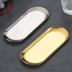 ถาดสแตนเลสสตีลโลหะสีทองตั้งโต๊ะแบบโบราณสไตล์เกาหลีสำหรับการจัดเก็บเครื่องประดับเครื่องสำอาง - Product Image 5