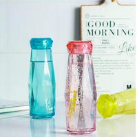 Tasse en verre avec couvercle portable moderne personnalisé couleur changeante diamant cristal bouteille d'eau en verre en cadeau