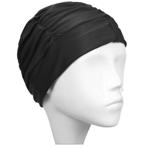 Bonnet de bain Xiaolu pour femmes aux cheveux longs, bleu uni, en polyester, avec protection pour les oreilles - Product Image 3