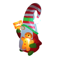 Gnome gonflable géant de 1,8 m avec chapeau rayé et LED, bonhomme en pain d'épices, pour décoration extérieure de Noël, fête à domicile, logo personnalisé, taille sur mesure