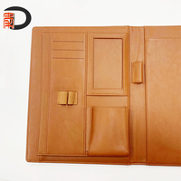 Fabricante de carpetas de archivos de cartera de cuero A4 PU de buena calidad, carpeta de cartera con calculadora y Bloc de notas