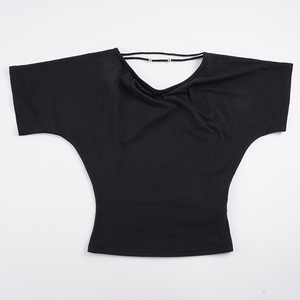 Camiseta de Mujer Transpirable de Punto, Cómoda, con Espalda Descubierta, Color Sólido, Estilo Casual, Corte Ajustado y Manga Corta - Product Image 2