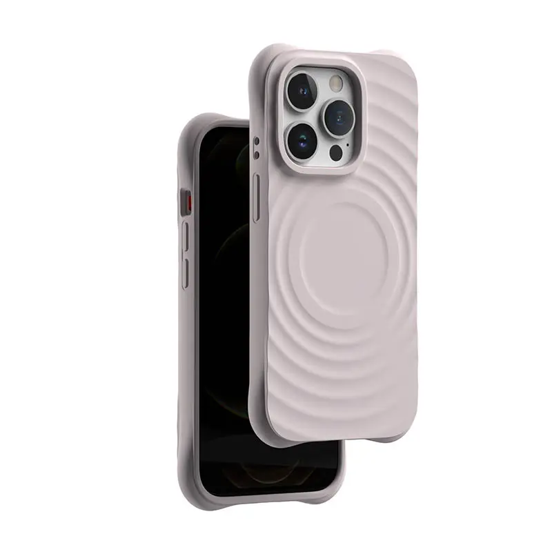 Capa de silicone líquido para celular iPhone15 14pro personalidade magnética ondulação para iPhone 13 Plus capa de proteção contra quedas