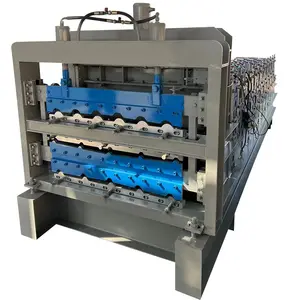 מכונת קירוי יריעות מכונה לייצור אריחים גלי וטרפז קירוי אריחי גליל מכונה ליצירת שכבות כפולות מתכת פלדה