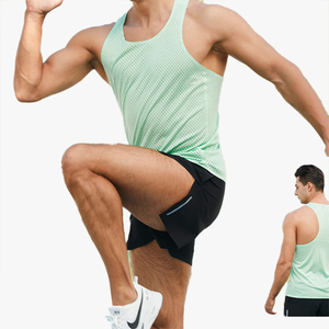 Débardeur de sport pour homme, couleur unie, séchage rapide, pour marathon en extérieur, course à pied, fitness, maille respirante, sans manches, été - Product Image 1