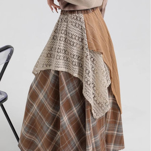 Falda de Pana a Cuadros Estilo Mori Vintage para Mujer, Cintura Natural, Estampado Digital, para Yoga y Golf - Product Image 6