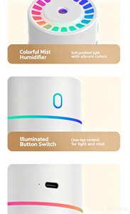 Portable USB Air <b>Humidifier</b> Colorful Gradient Night Light Ultrasonic <b>Mist</b> Diffuser Mini Desktop <b>Humidifier</b> For Bedroom Office - Product Image 5
