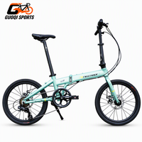 Vélo pliant GUOQI 20 pouces, cadre en alliage d'aluminium, 8 vitesses, frein à disque mécanique, vélo de ville portable pour adultes
