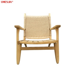 Muebles de sala modernos de madera maciza de ceniza naturaleza ratán tejido cuerda de papel sillón <span class=keywords><strong>chaise</strong></span> <span class=keywords><strong>Lounge</strong></span> silla cojín - Product Image 5