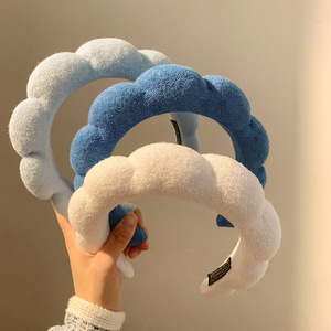Blue cloud-shaped <strong>headband</strong> for women, high-crown wide-band hair clip for washing face, trendy <strong>2023</strong> autumn/winter <strong>new</strong> style - Product Image 1