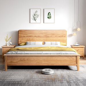 Eco-friendly Low Formaldehyde North American Solid Wood <b>Bed</b> Northern Style Rustic Hardwood <b>Platform</b> Bedroom Furniture - Product Image 2