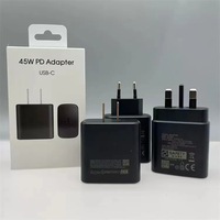 Venta caliente 45W PD USB C Juego de adaptadores de corriente EE. UU. UE Reino Unido Enchufe Tipo C Cargador súper rápido para Samsung Galaxy S24 S23 S22 Ultra S21 S20