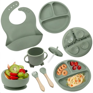 Lot de 6 pièces pour bébé : Ensemble d'alimentation en silicone sûr avec assiette à ventouse, bavoir et ustensiles pour enfants, sans BPA, faible MOQ, vente en gros - Product Image 2