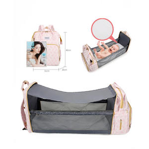 Nueva bolsa plegable portátil, mochila de momia con cuna, bolsas multifuncionales para <span class=keywords><strong>madre</strong></span> y bebé, paquete de pañales, mochilas de guardería, venta al por mayor - Product Image 4