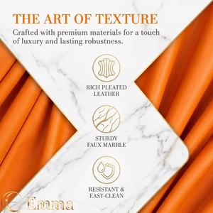 Table de Manucure Double de Luxe en Pierre Frittée, Orange Ambre Premium, avec Revêtement en Cuir Plissé, Poste de Travail Professionnel pour 2 Personnes en Salon - Product Image 5