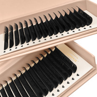 Extensions de cils en PBT coréen noir mat, extensions de cils de marque privée, extensions de cils en velours noir mat, plateaux de cils en vison