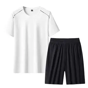 最新设计夏装短款运动服男士跑步短套男士慢跑套装两件套短套
