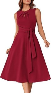 Nuevo vestido de color liso a la moda para mujer, con cintura ajustada, diseño con cordones y un toque elegante. - Product Image 2