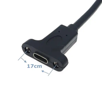 Kabel Data ekstensi USB 3.1 Tipe C, USB-C 20cm, kabel Data ekstensi pria ke Wanita dengan lubang sekrup pemasangan Panel