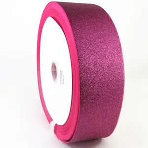 75mm 3 Inch Width Colorful Glitter Powder Printing Grosgrain Ribbon For Hair Bows