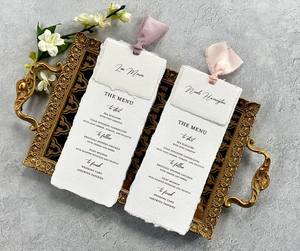 Impression personnalisée feuille d'or logo en relief carte en taille-douce impression en relief passeport en relief <span class=keywords><strong>menu</strong></span> de bord avec marque-place ruban de soie - Product Image 4